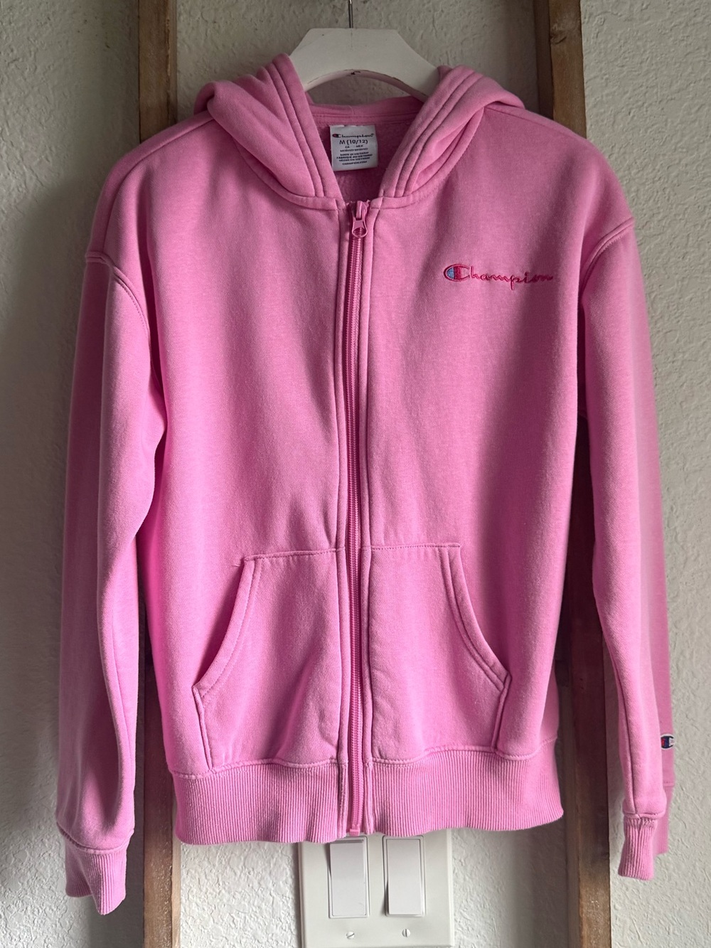Champion Girls' Full-Zip Fleece Hoodie Pink Sweatshirt sz: Med or 10/12